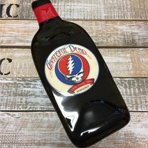 Grateful Dead Steal Your Face Melted Wine Bottle Cheese Serving Tray